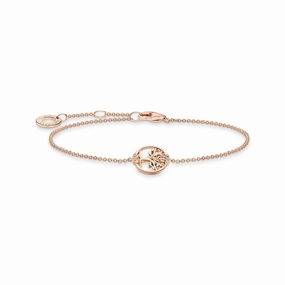 Thomas Sabo Charm Club Rose Gold Plated Tree Of Life Bracelet D