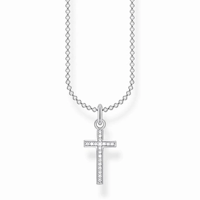 Thomas Sabo Charm Club Sterling Silver Cross Pave Necklace