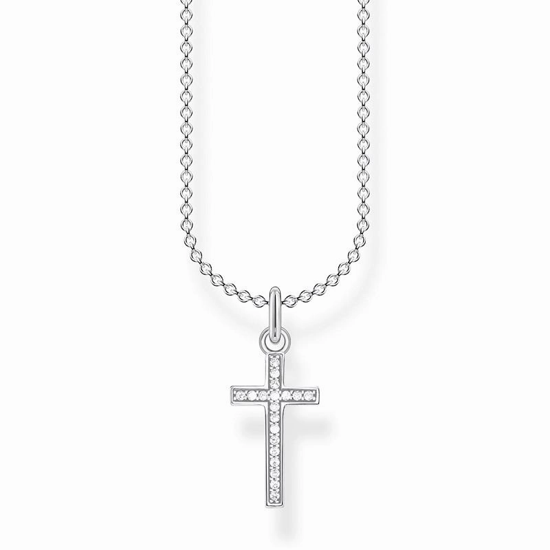 Thomas Sabo Charm Club Sterling Silver Cross Pave Necklace