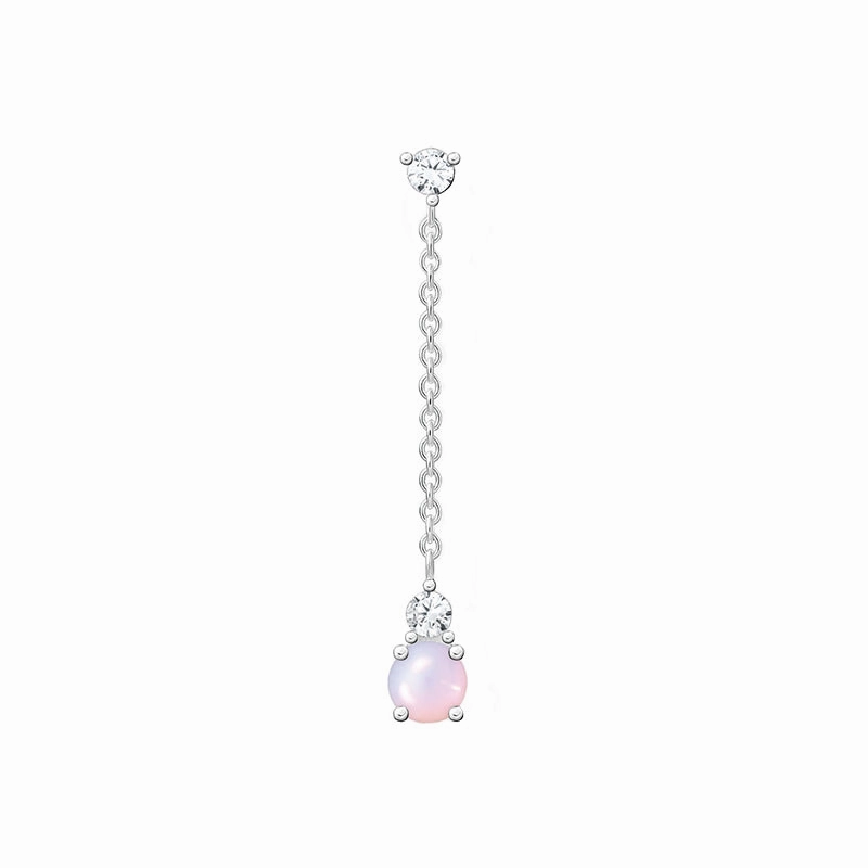 Thomas Sabo Charm Club Sterling Silver Opal Coloured Pink Stone Single Drop Earring D