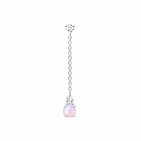Thomas Sabo Charm Club Sterling Silver Opal Coloured Pink Stone Single Drop Earring D