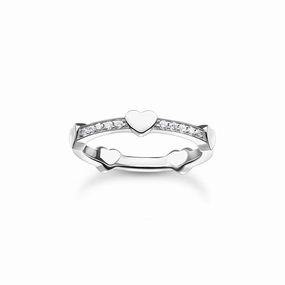 Thomas Sabo Charm Club Sterling Silver Pave Hearts Ring D
