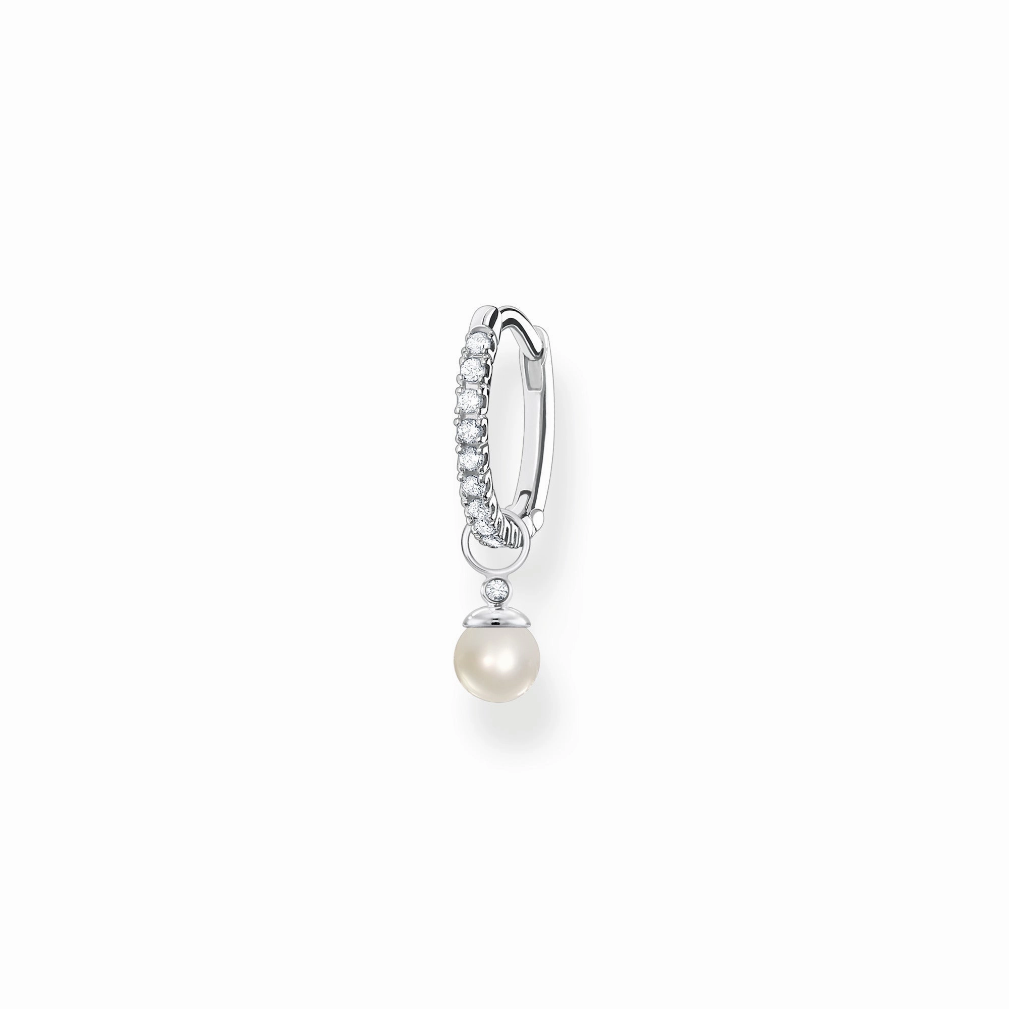 Thomas Sabo Charm Club Sterling Silver Pearl Pendant Hoop Earring