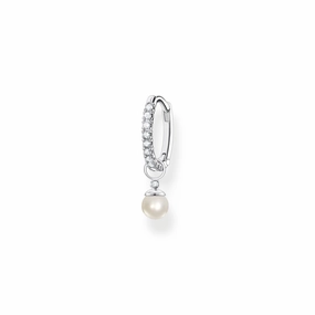 Thomas Sabo Charm Club Sterling Silver Pearl Pendant Hoop Earring