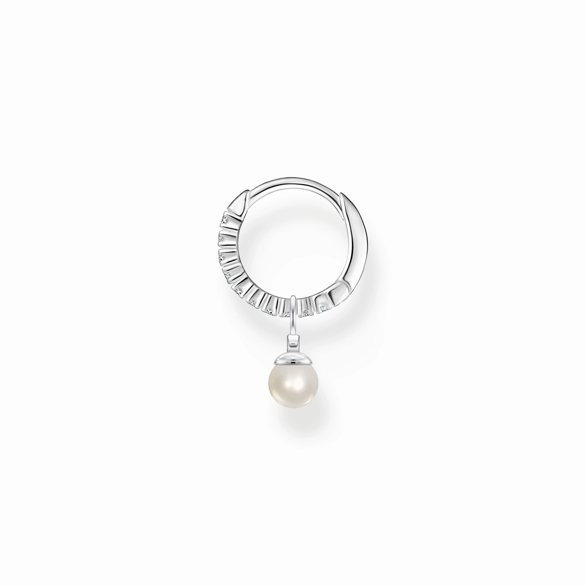 Thomas Sabo Charm Club Sterling Silver Pearl Pendant Hoop Earring