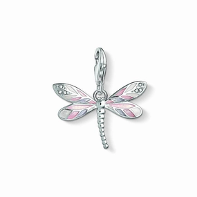 Thomas Sabo Charm Club Sterling Silver Pink Enamel Dragonfly Charm
