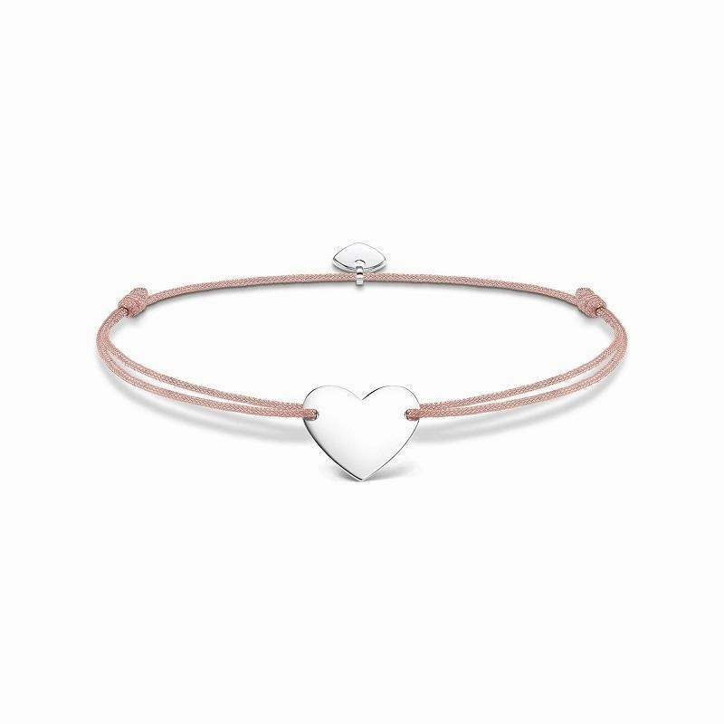 Thomas Sabo Charm Club Sterling Silver Textile Little Secret Heart Bracelet
