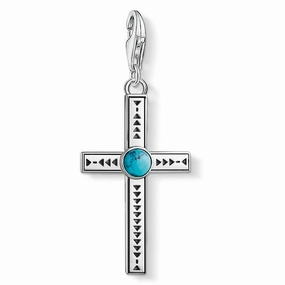Thomas Sabo Charm Club Sterling Silver Turquoise Ethnic Cross Pendant D