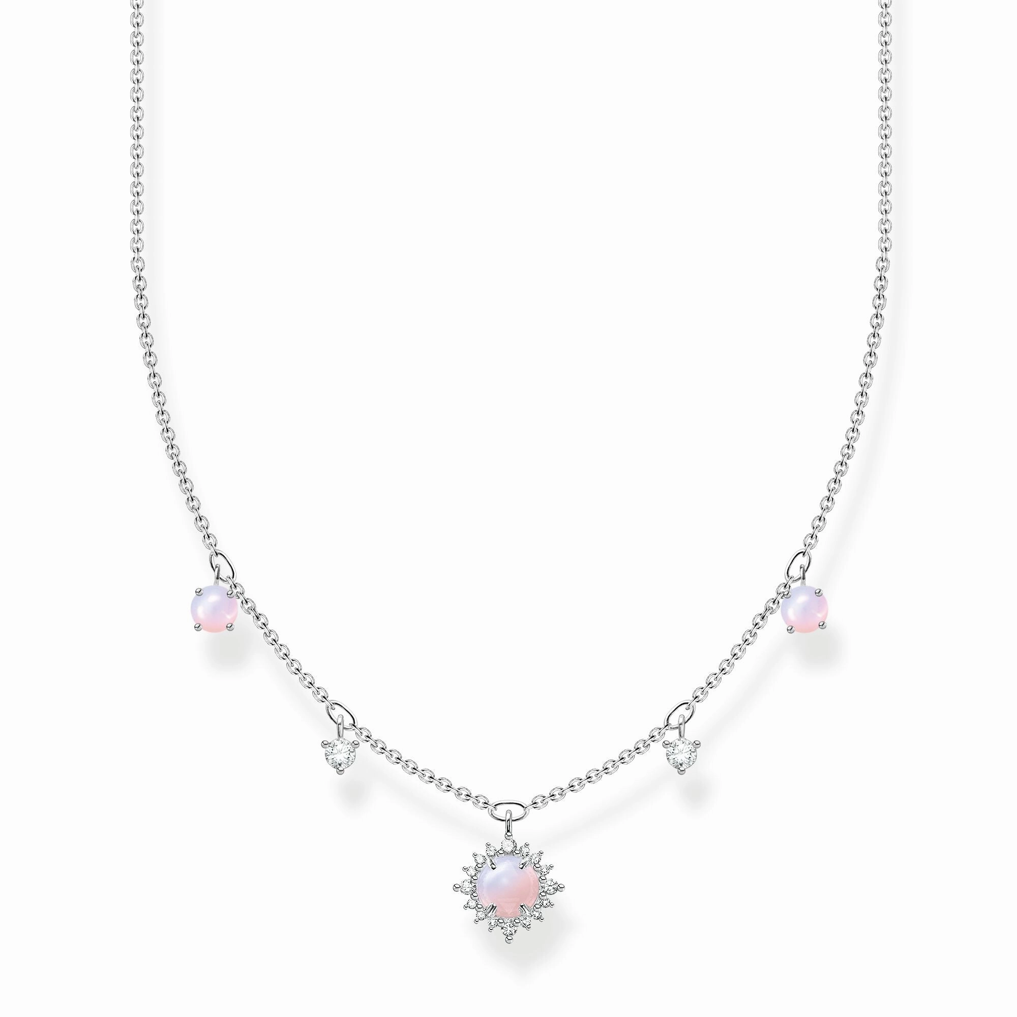 Thomas Sabo Charm Club Sterling Silver White CZ Pink Vintage Necklace