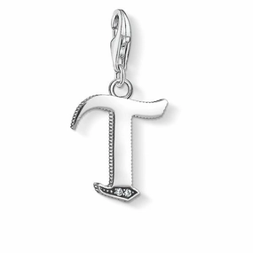 Thomas Sabo Charm Club Sterling Silver White Zirconia Letter T Charm D