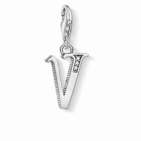 Thomas Sabo Charm Club Sterling Silver White Zirconia Letter V Charm D