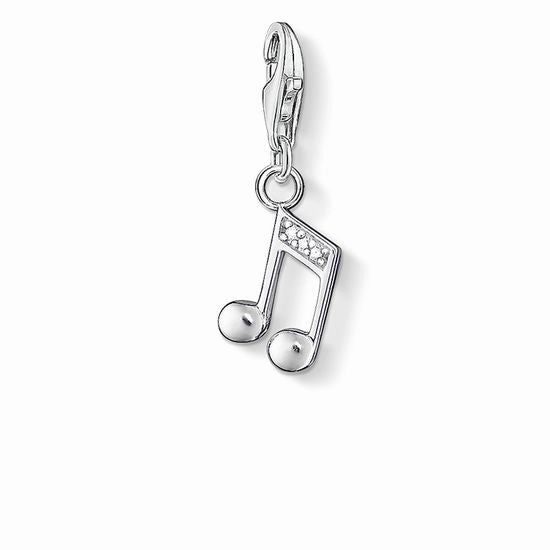 Thomas Sabo Charm Club Sterling Silver White Zirconia Note Charm