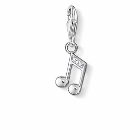 Thomas Sabo Charm Club Sterling Silver White Zirconia Note Charm