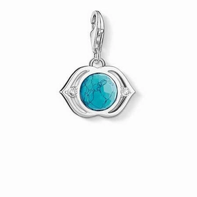 Thomas Sabo Charm Club Sterling Silver White Zirconia Turquoise Lotus Charm D