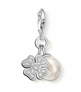 Thomas Sabo Charm Club Sterling Silver Zirconia Cloverleaf With Pearl Charm