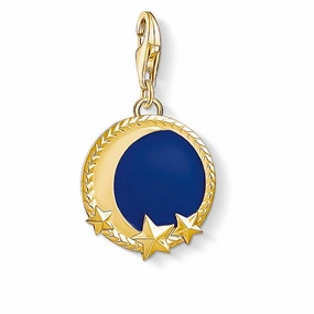 Thomas Sabo Charm Club Yellow Gold Blue Moon And Stars Charm D
