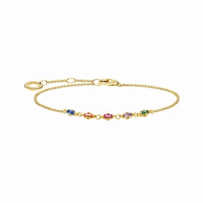 Thomas Sabo Charm Club Yellow Gold Plated Sterling Silver Colourful Stones Bracelet D