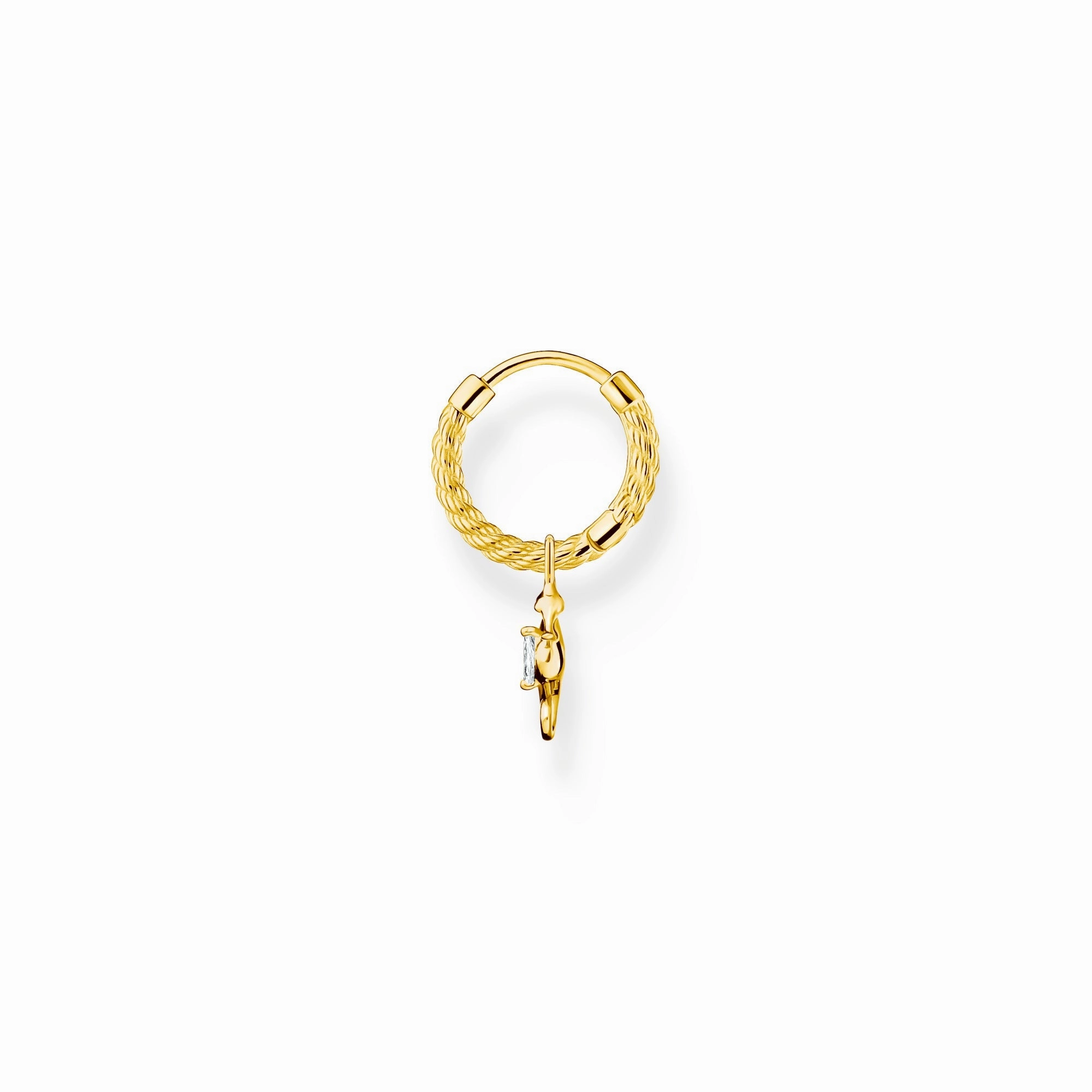 Thomas Sabo Charm Club Yellow Gold Plated Sterling Silver Seahorse Hoop Earring D