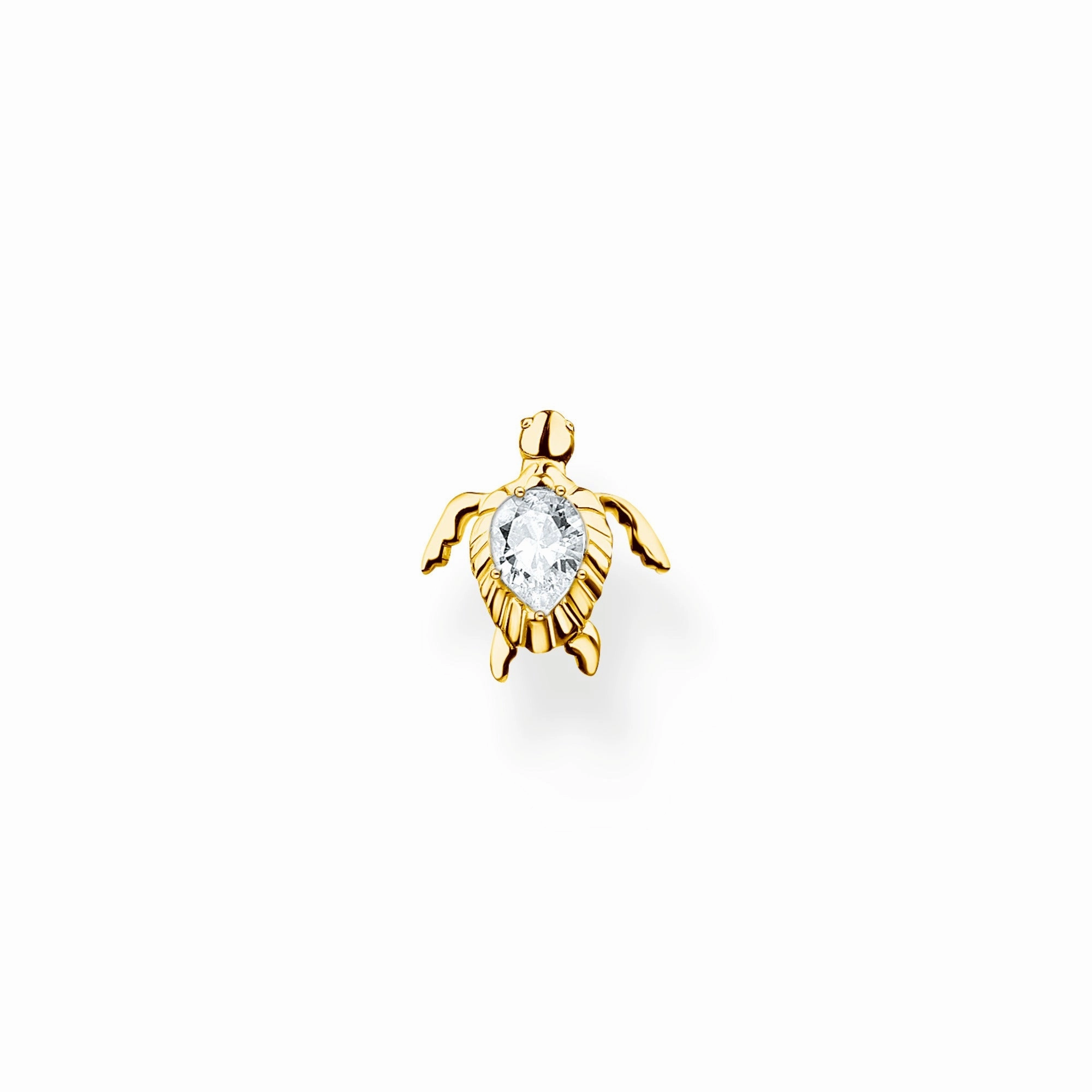 Thomas Sabo Charm Club Yellow Gold Plated Sterling Silver Turtle Single Ear Stud