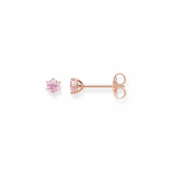 Thomas Sabo Earring Glam and Soul Rose Gold Hot Pink Zirconia Studs