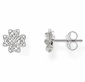 Thomas Sabo Earrings Glam & Soul Cloverleaf White Zirconia Pave Silver D