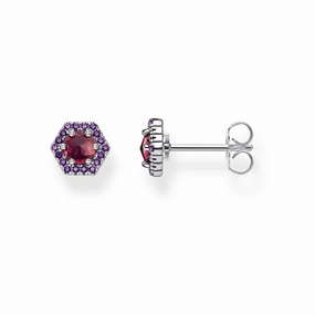 Thomas Sabo Glam & Soul Sterling Silver Red Zirconia Hexagonal Stud Earrings