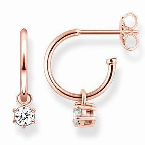 Thomas Sabo Glam And Soul Rose Gold White Zirconia Hoop Earrings D