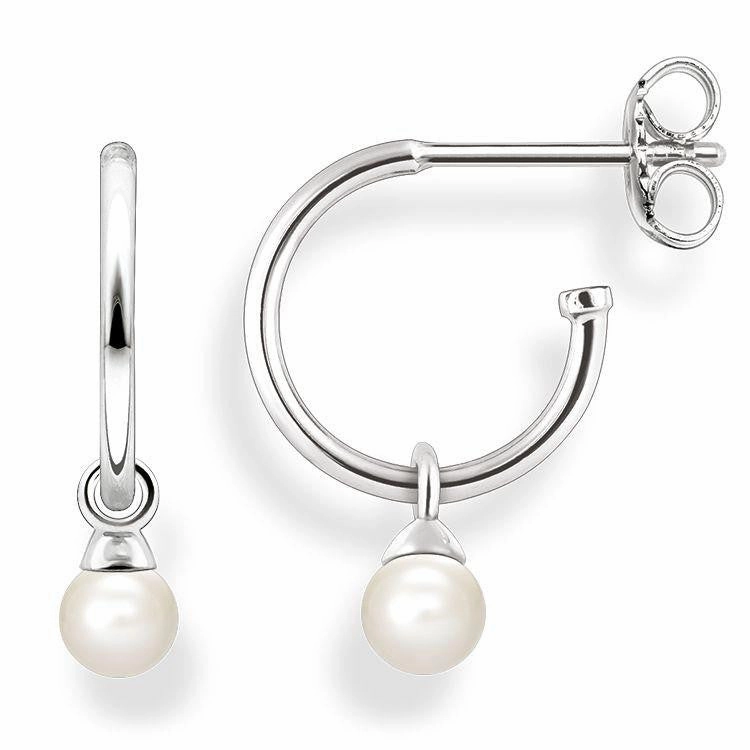 Thomas Sabo Glam And Soul Silver Pearl Hinged Hoop Earrings