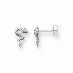 Thomas Sabo Glam And Soul Sterling Silver Black Zirconia Snake Stud Earrings