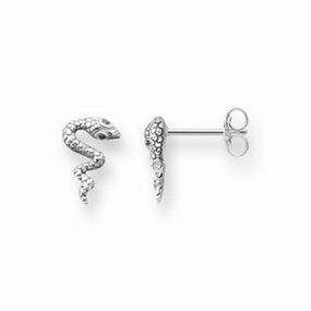Thomas Sabo Glam And Soul Sterling Silver Black Zirconia Snake Stud Earrings