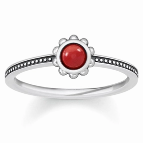 Thomas Sabo Glam And Soul Sterling Silver Coral Red Ethnic Ring D