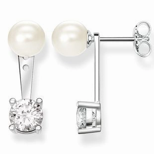 Thomas Sabo Glam And Soul Sterling Silver White Zirconia Freshwater Pearl Earrings D