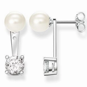 Thomas Sabo Glam And Soul Sterling Silver White Zirconia Freshwater Pearl Earrings D