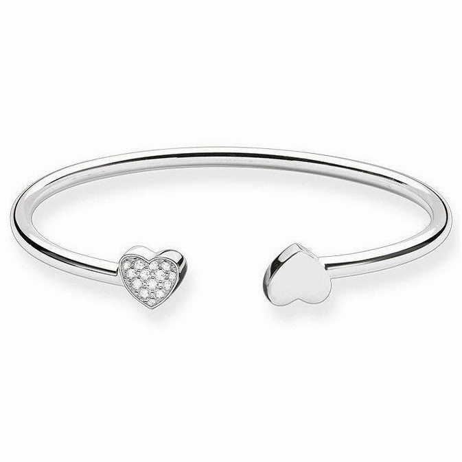 Thomas Sabo Glam And Soul Sterling Silver White Zirconia Heart Bangle Large