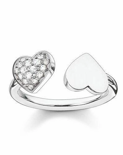 Thomas Sabo Glam And Soul Sterling Silver White Zirconia Hearts Ring