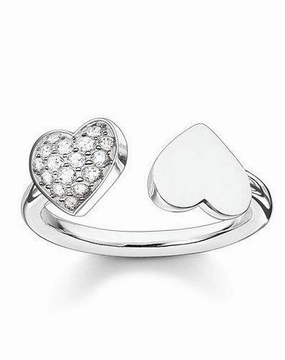 Thomas Sabo Glam And Soul Sterling Silver White Zirconia Hearts Ring