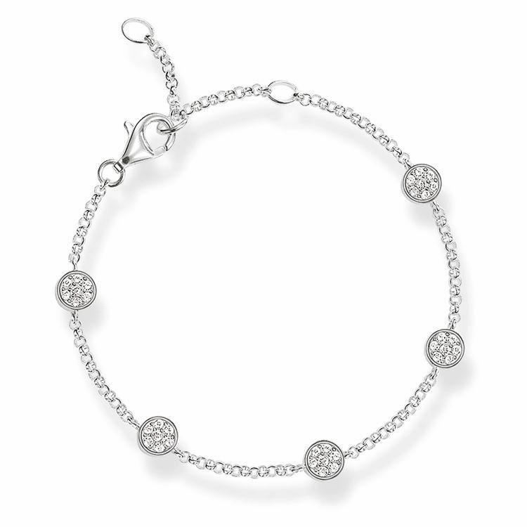 Thomas Sabo Glam And Soul Sterling Silver White Zirconia Sparkling Circles Bracelet