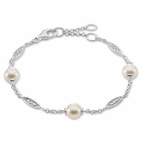 Thomas Sabo Glam And Soul Sterling Silver Zirconia Freshwater Pearl Bracelet