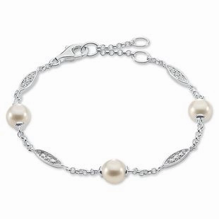 Thomas Sabo Glam And Soul Sterling Silver Zirconia Freshwater Pearl Bracelet