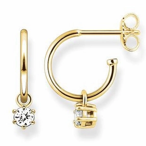 Thomas Sabo Glam And Soul Yellow Gold White Zirconia Hoop Earrings D