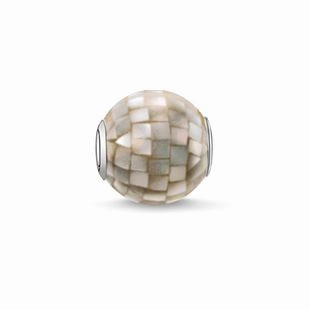 Thomas Sabo Karma Beads Sterling Silver Grey Mother Of Pearl Charm