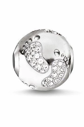 Thomas Sabo Karma Beads Sterling Silver White Zirconia Baby Footprint Charm D