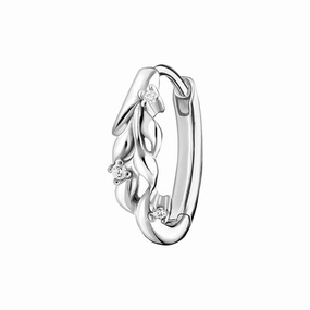 Thomas Sabo Leaves Sterling Silver White Stone Single Hoop Earring