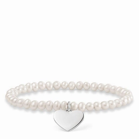 Thomas Sabo Love Bridge Sterling Silver Freshwater Pearl Heart Bracelet 16.5cm D