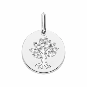 Thomas Sabo Love Bridge Sterling Silver White Zirconia Tree Disc Pendant