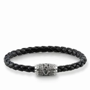 Thomas Sabo Rebel at Heart Leather Black Zirconia Infinity 21cm Bracelet