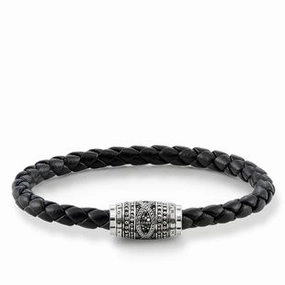 Thomas Sabo Rebel at Heart Leather Black Zirconia Infinity 21cm Bracelet