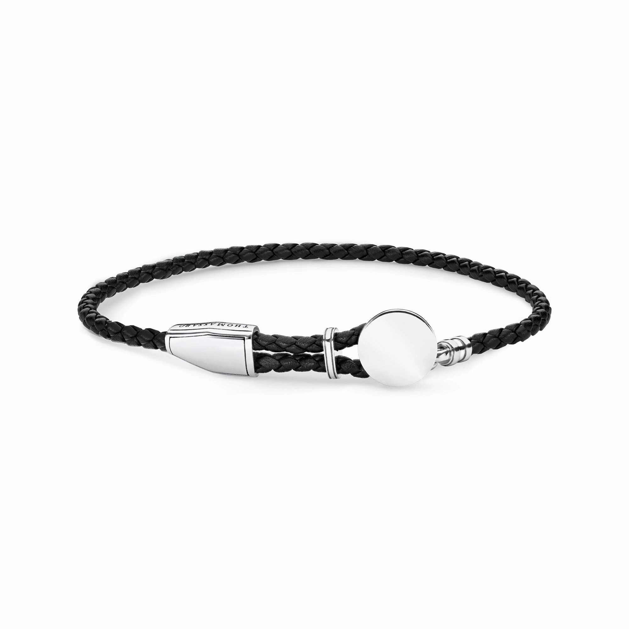 Thomas Sabo Rebel At Heart Sterling Silver Disc Black Braided Bracelet