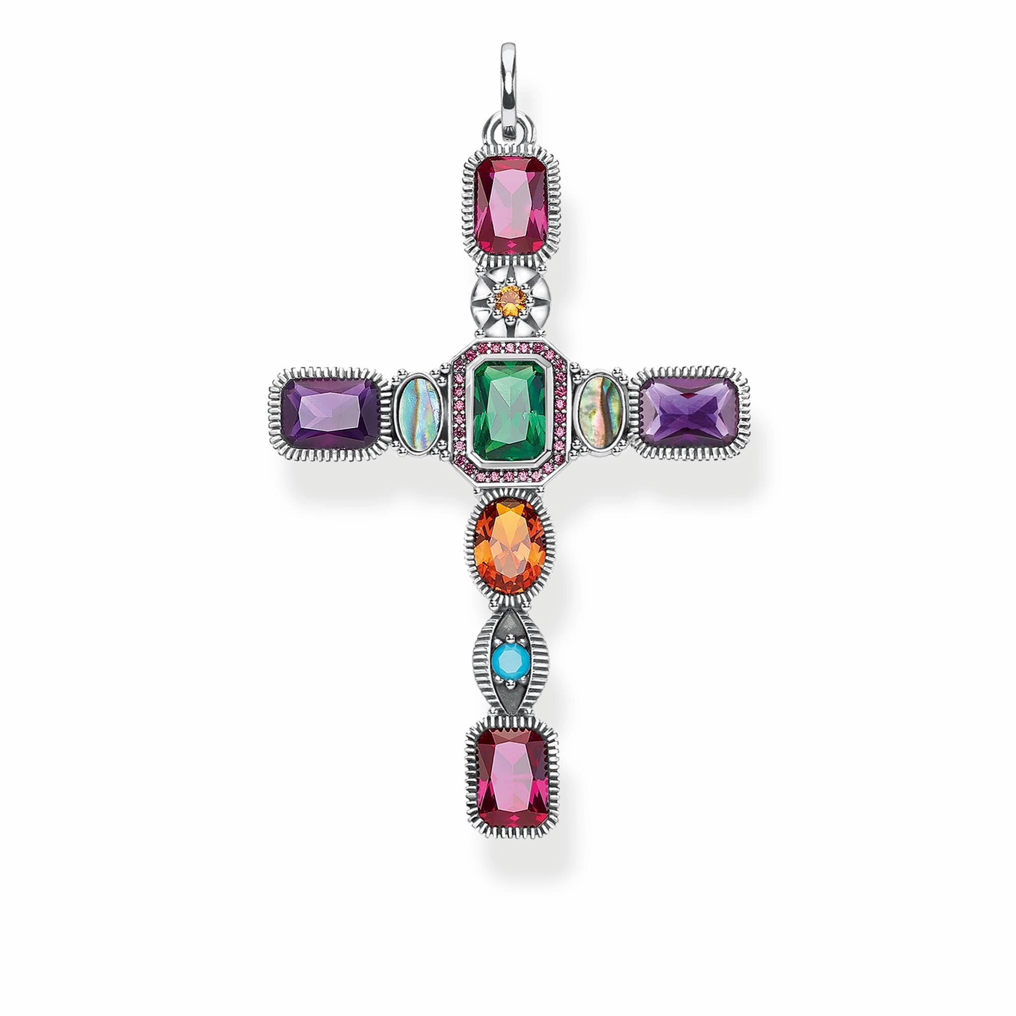 Thomas Sabo Sterling Silver Cross Colourful Stones Pendant