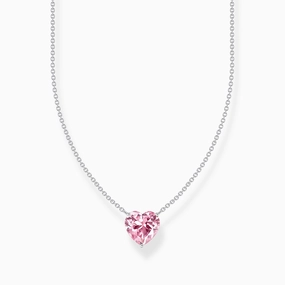 Thomas Sabo Sterling Silver Heart Pink Zirconia Necklace